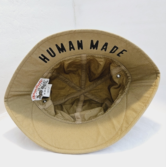 Human Made (STRM-CWBY) Rip Stop Round Bucket Men Sz M Khaki Cap/Hat - Picture 7 of 9
